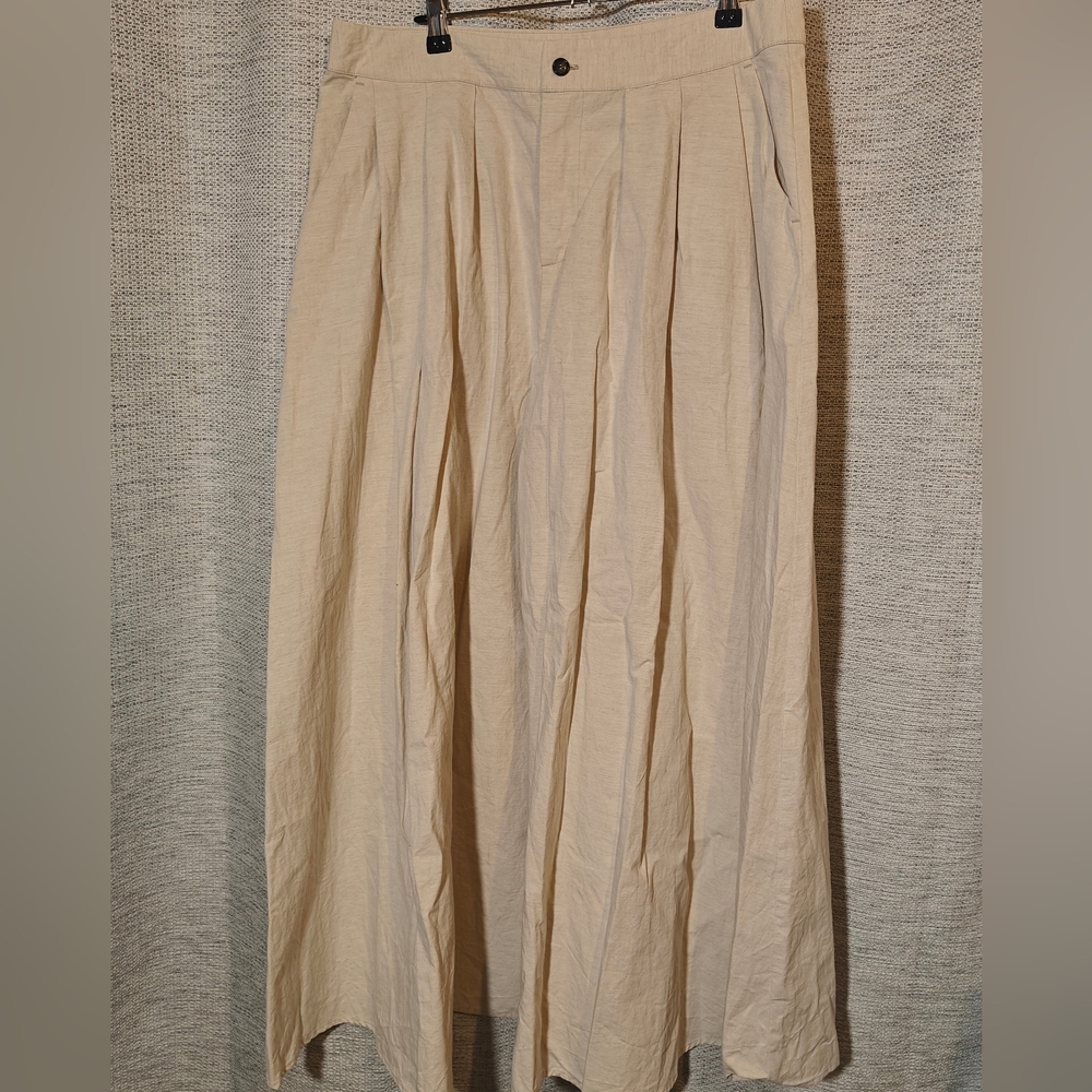 Cream Cotton And Hemp Apuntob‎ Culottes